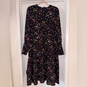Halogen Black Floral Midi Dress with Pink, Yellow & White Flowers
